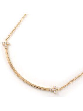 Tiffany & Co Necklace T Smile Small Diamond Total 18K Pink Gold